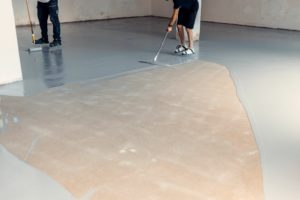 epoxy flooring being applied